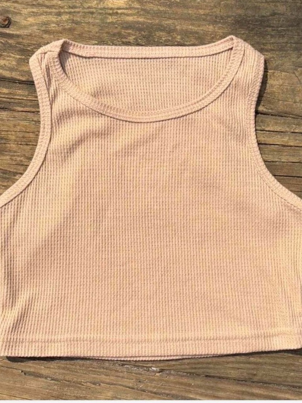 Sleeveless Ribbed Crop Tank Top - Nude
